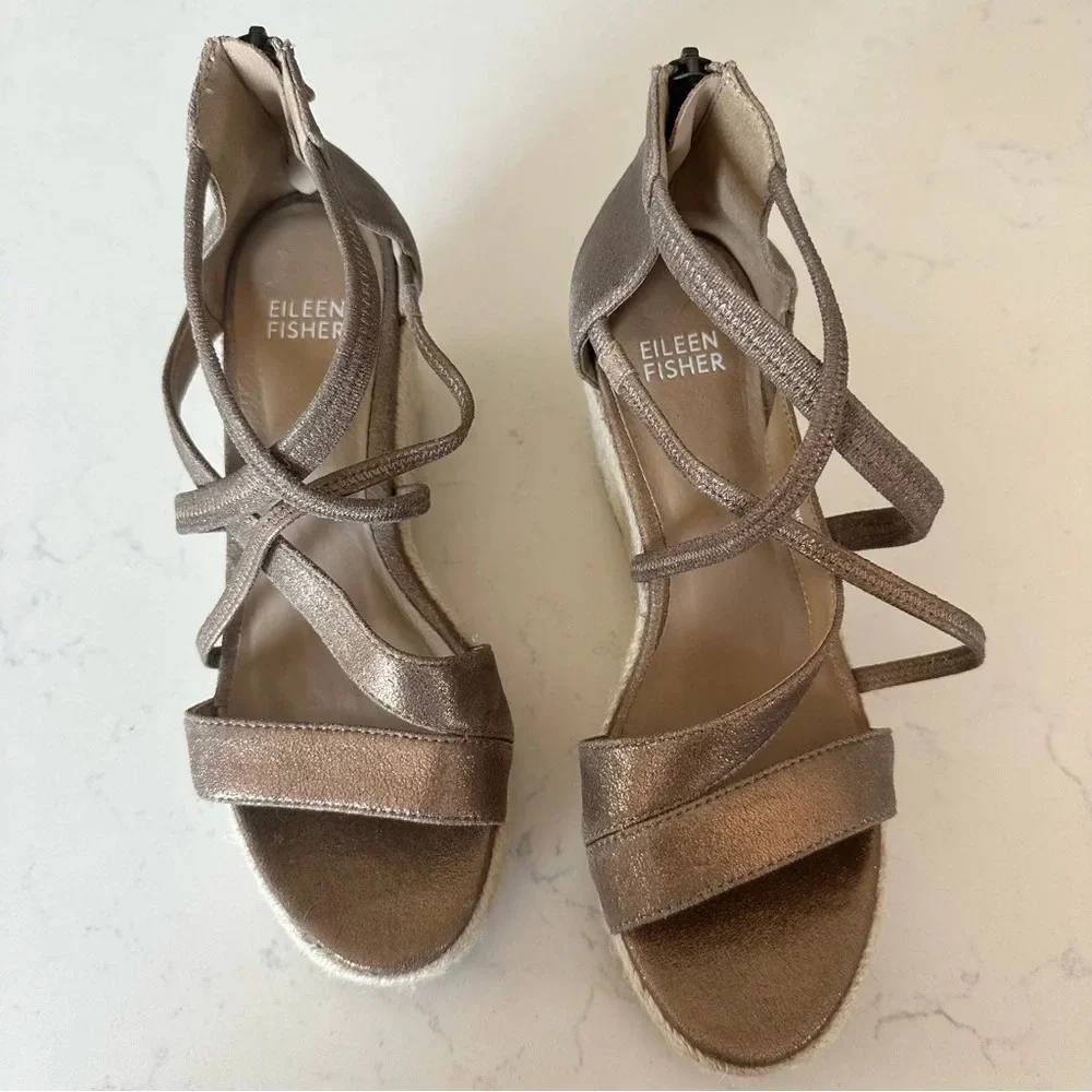 Eileen Fisher Wanda Tumbled Nubuck Espadrille Size: 6.5